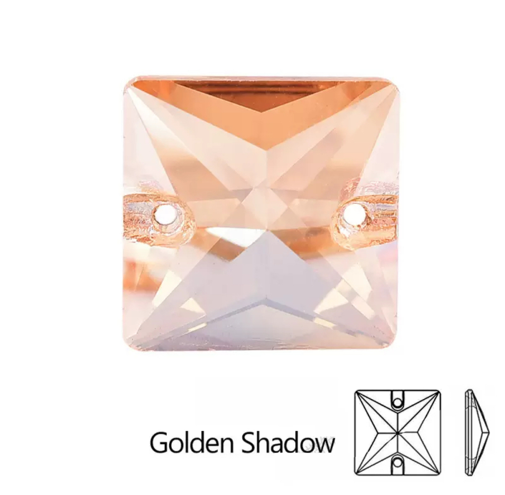 Стразы пришивные, Square, GoldenShadow, 001GS, 16mm, (72 ea/pkg), 5A+ (F2)