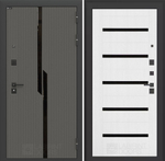 Дверь входная Лабиринт CARBON 01 Белое дерево, стекло черное металлическая