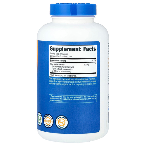Nutricost, Горькая дыня, 2400 мг, 180 капсул