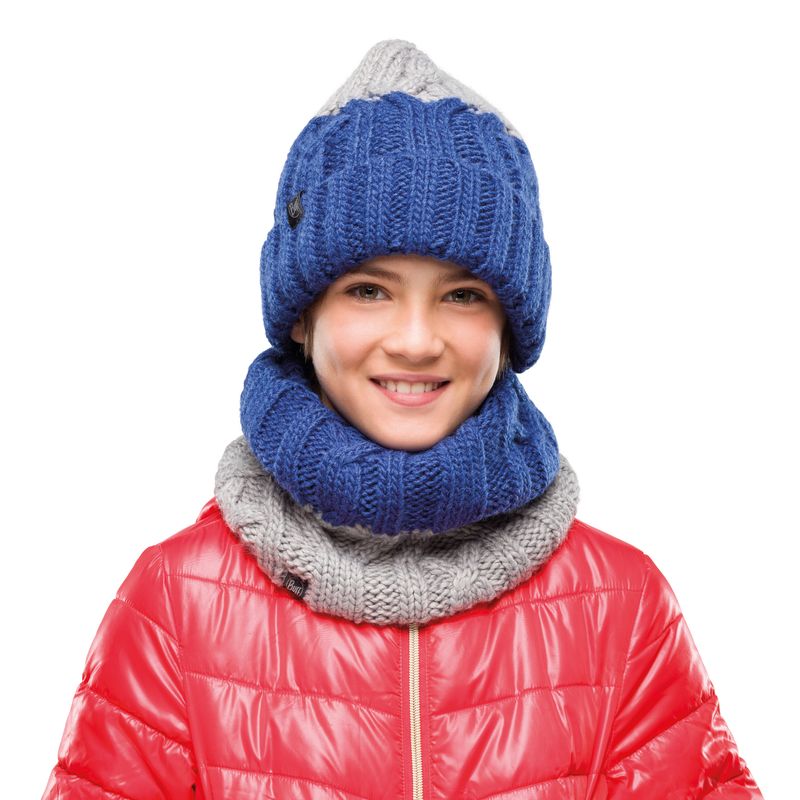Вязаный шарф-труба с флисом детский Buff Neckwarmer Knitted Polar Ganbat Blue Фото 2
