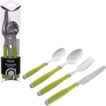 Набор столовых приборов «Пикник» 4шт (2ложки, вилка, нож) салатовый