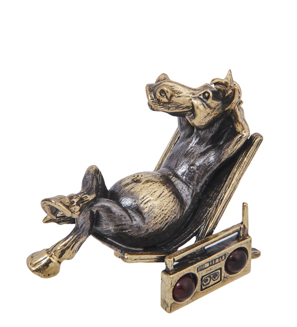 Народные промыслы AM-4249 Фигурка «Лошадь Меломан» (латунь, янтарь)