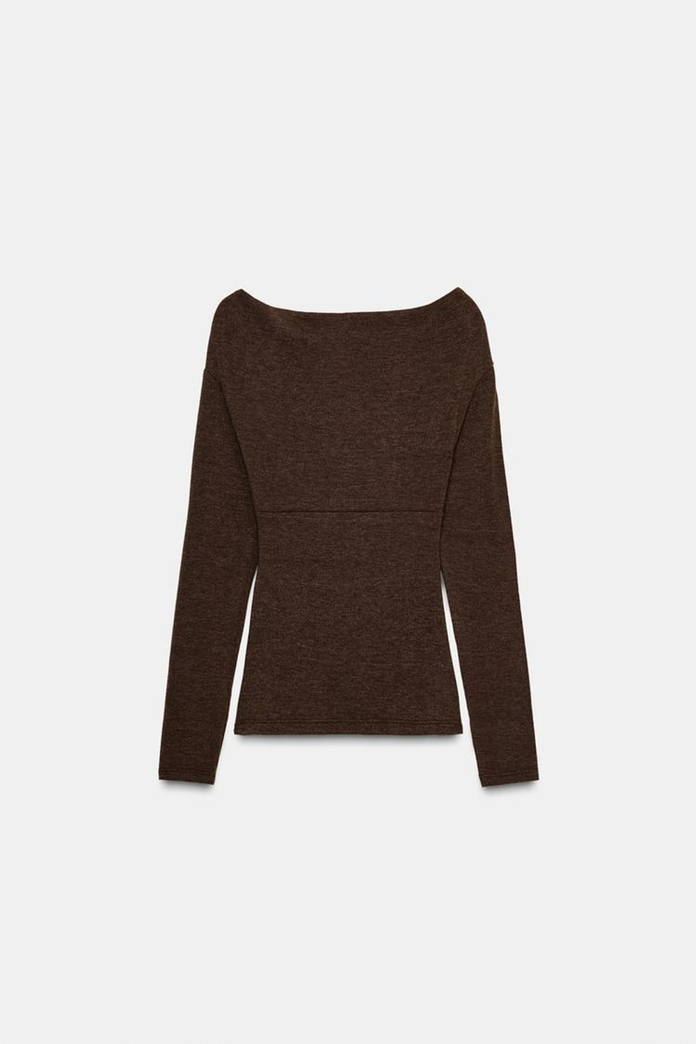 ZARA ТОП С ДРАПИРОВКОЙ И ПЕРЕКРЕСТНЫМ ВЫРЕЗОМ, КОРИЧНЕВЫЙ МЕЛАНЖ