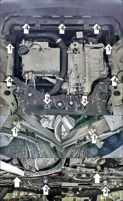 Защита картера двигателя, КПП. 4 мм, Алюминий для Geely Atlas 2024-н.в., Motodor.344201