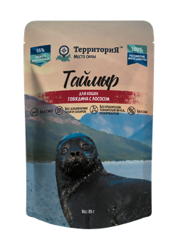 Консервы ТерриториЯ Таймыр для кошек, говядина с лососем - 85 гр