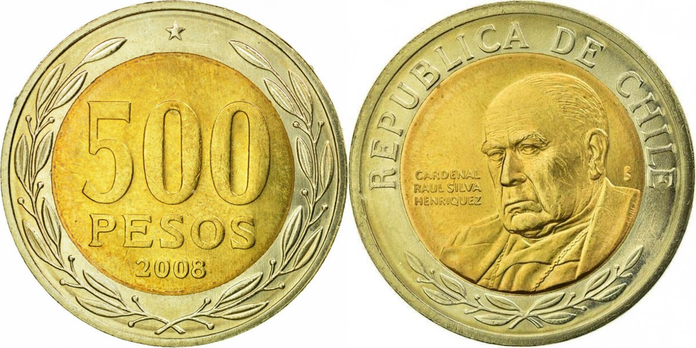 Чили 500 песо, 2000 - 2023 Рауль Сильва Энрикес XF