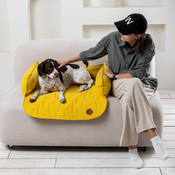 Диванный лежак из микровелюра, желтый 90х60 Rachel WOW