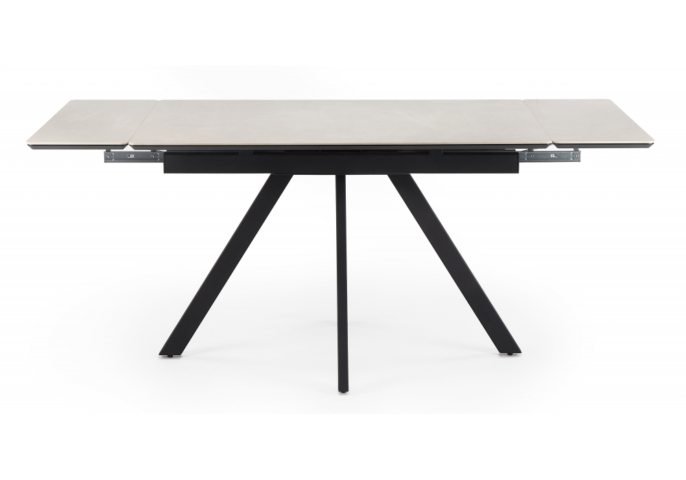 Керамический стол Woodville Вилли 120(180)х80 сarmen light grey, черный, ножки черные