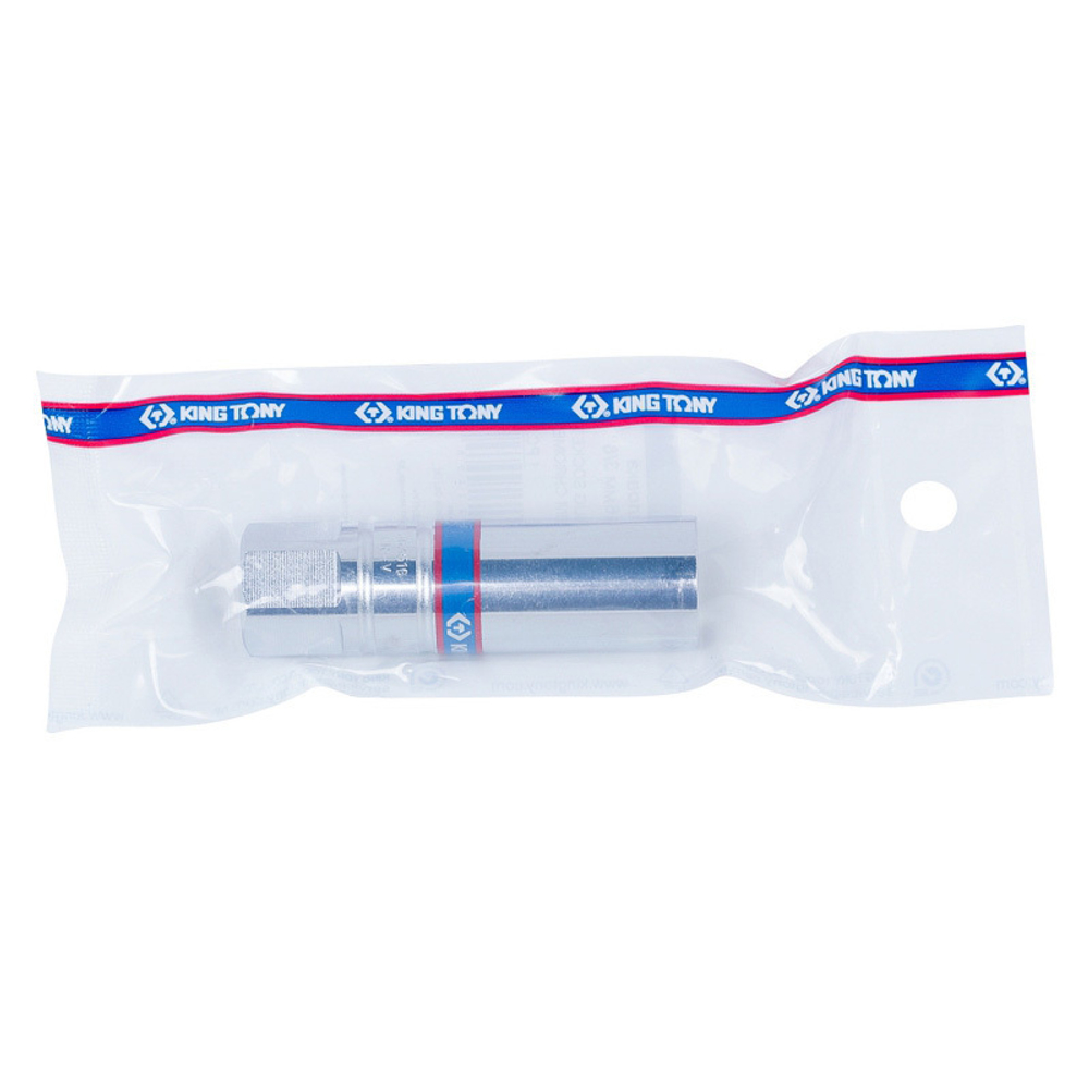 KING TONY (363516) Головка свечная шестигранная 3/8", 16 мм, резиновый фиксатор