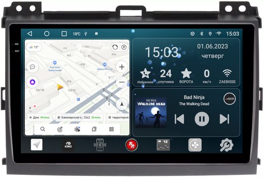 Магнитола для Toyota Land Cruiser Prado 120, Lexus GX470 (экран климата внизу) - RedPower 182 Android 10, QLED+2K, ТОП процессор, 6Гб+128Гб, CarPlay, SIM-слот