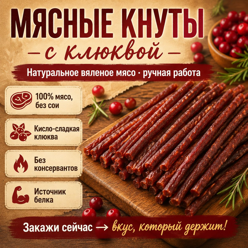 Мясные кнуты с клюквой 200 гр