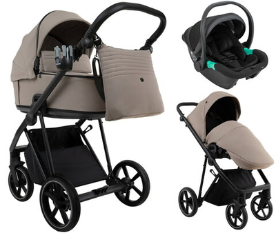 Детская коляска Roan Sol 2.0 3 в 1 с автокреслом Pituso Santiso Pro Black SLL/31/T Hazel/Black/руч.Black