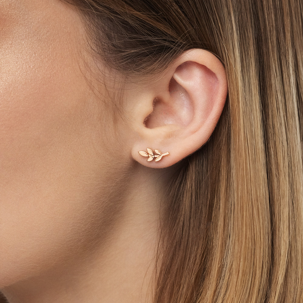 Серьги-пусеты «Верный спутник» (пожелание счастья) из красного золота