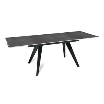 Стол "РЕЙН" 140-220, керамика Armani Grey матовый, опоры черный муар