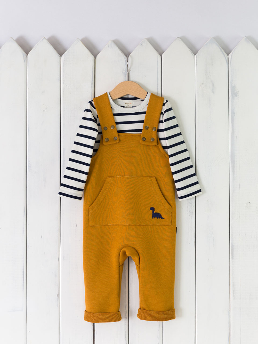 Комплект "Дино" лонгслив с комбинезоном из футера для мальчика