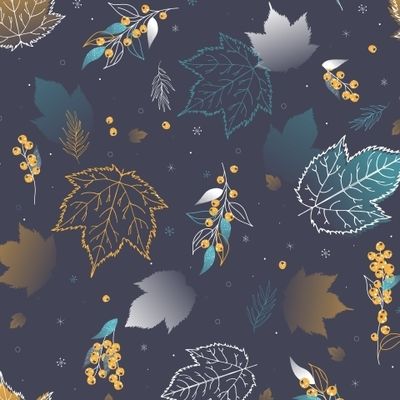 Абстрактные зимние листья и ягоды