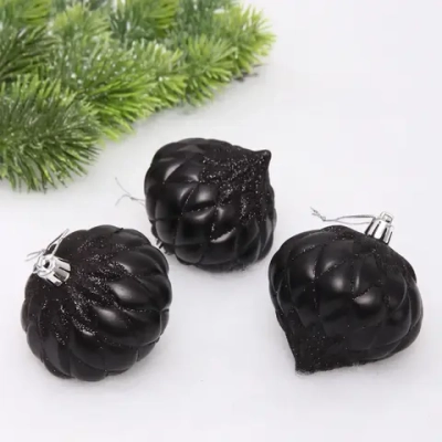 Ёлочные игрушки «Юла» 8 см (набор 3 шт), черный
