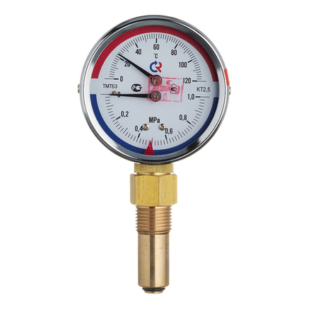 Термоманометр РОСМА 6 бар нижн. 120С* D80мм 1/2 Н