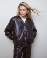 Куртка двухсторонняя из шерсти Стелла Маккартни и искусственной кожи шоколад