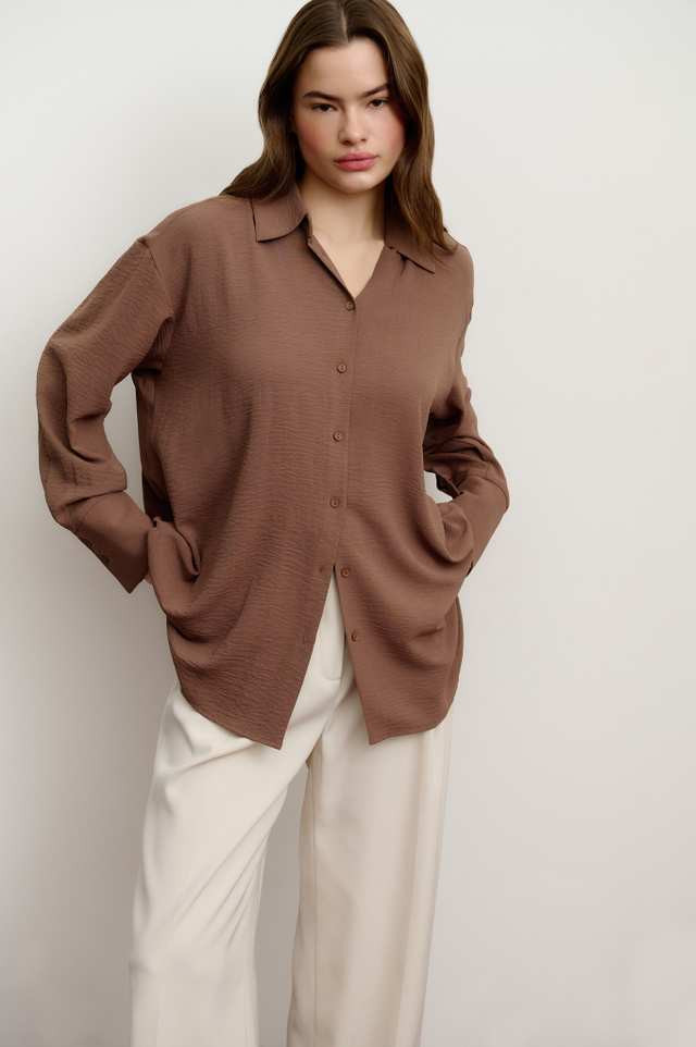 Рубашка оверсайз из жатого хлопка