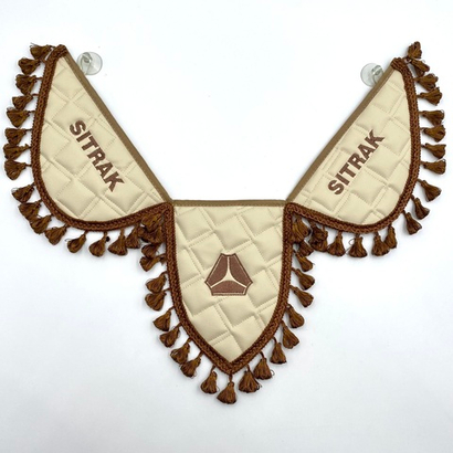 Вымпел тройной Sitrak (экокожа, бежевый с темно-коричневой вышивкой)