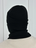 Зимний комплект вязаная шапка бини и тёплый снуд-бафф