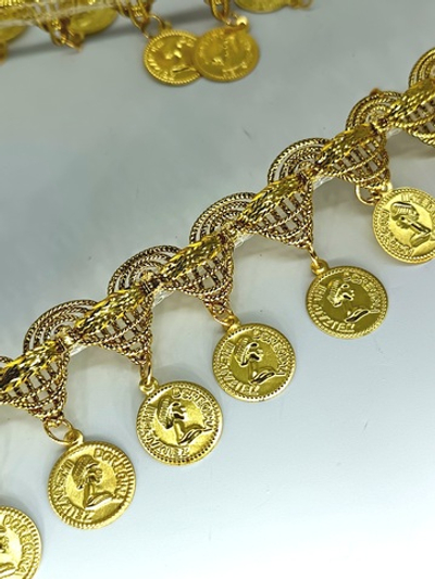 Тесьма люрекс с декоративными элементами/мониста , ш. 3,5 см.