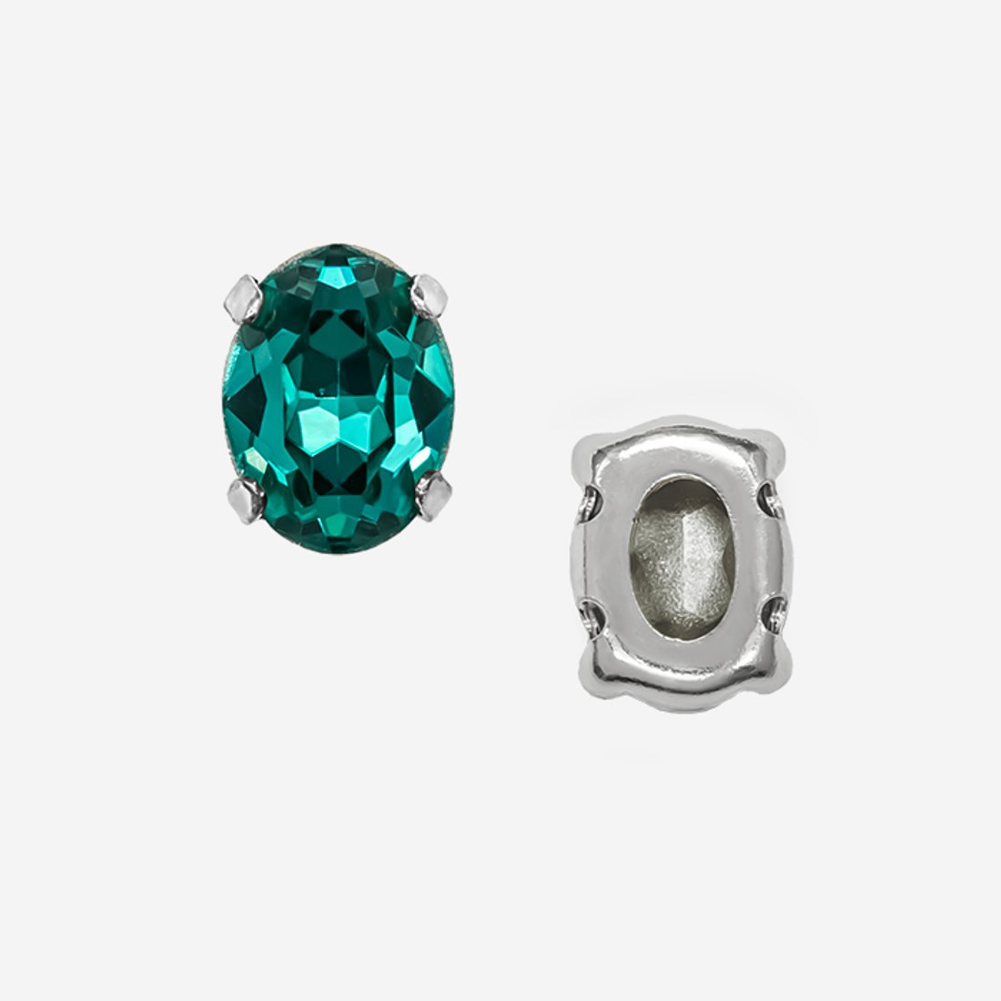 Овал (Oval Fancy Stone) в цапах, оттенок "Blue Zircon", 8*6мм, родирование