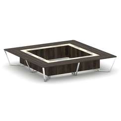 Steel Meet Стол переговорный квадратный MMK-PR.B.SP-20K2 Дуб Мали/Ваниль Глянец/Нержавеющая Сталь/Хр