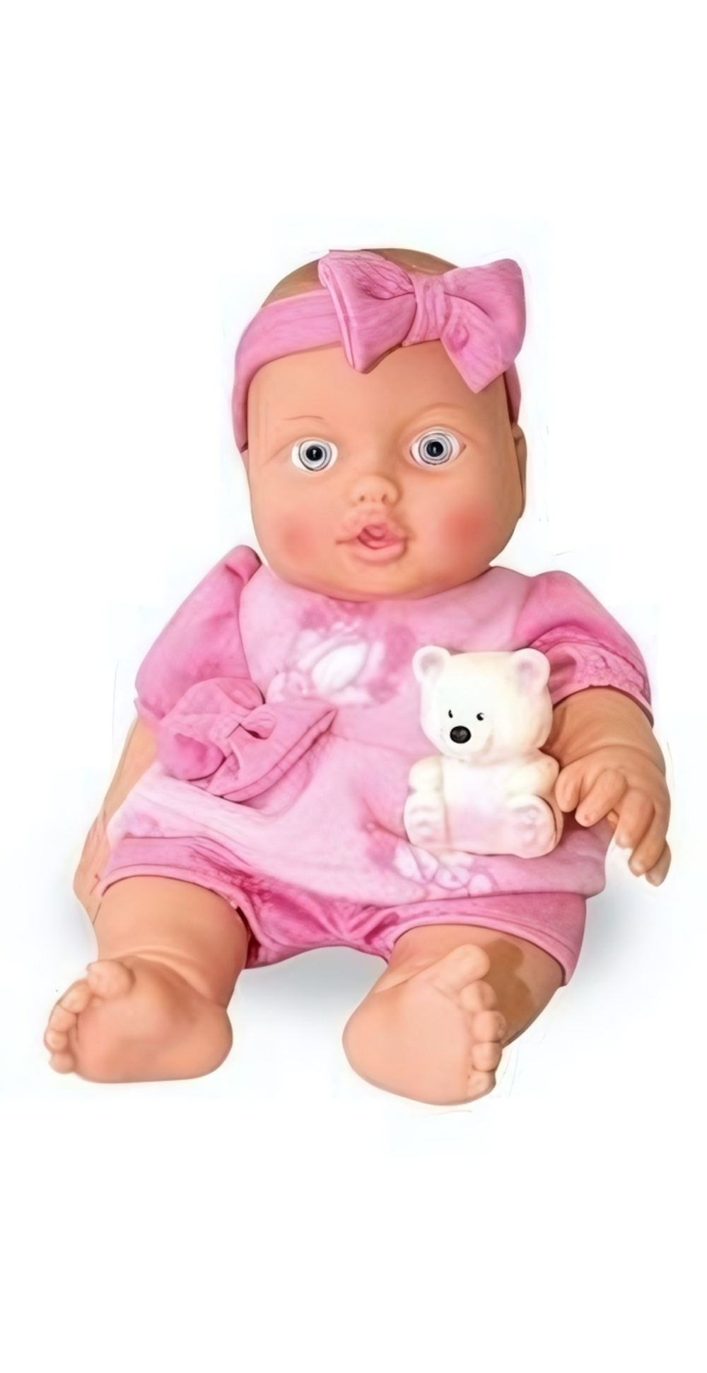 Пупс Малышка с мишуткой нов. коробка 31см. (Весна)