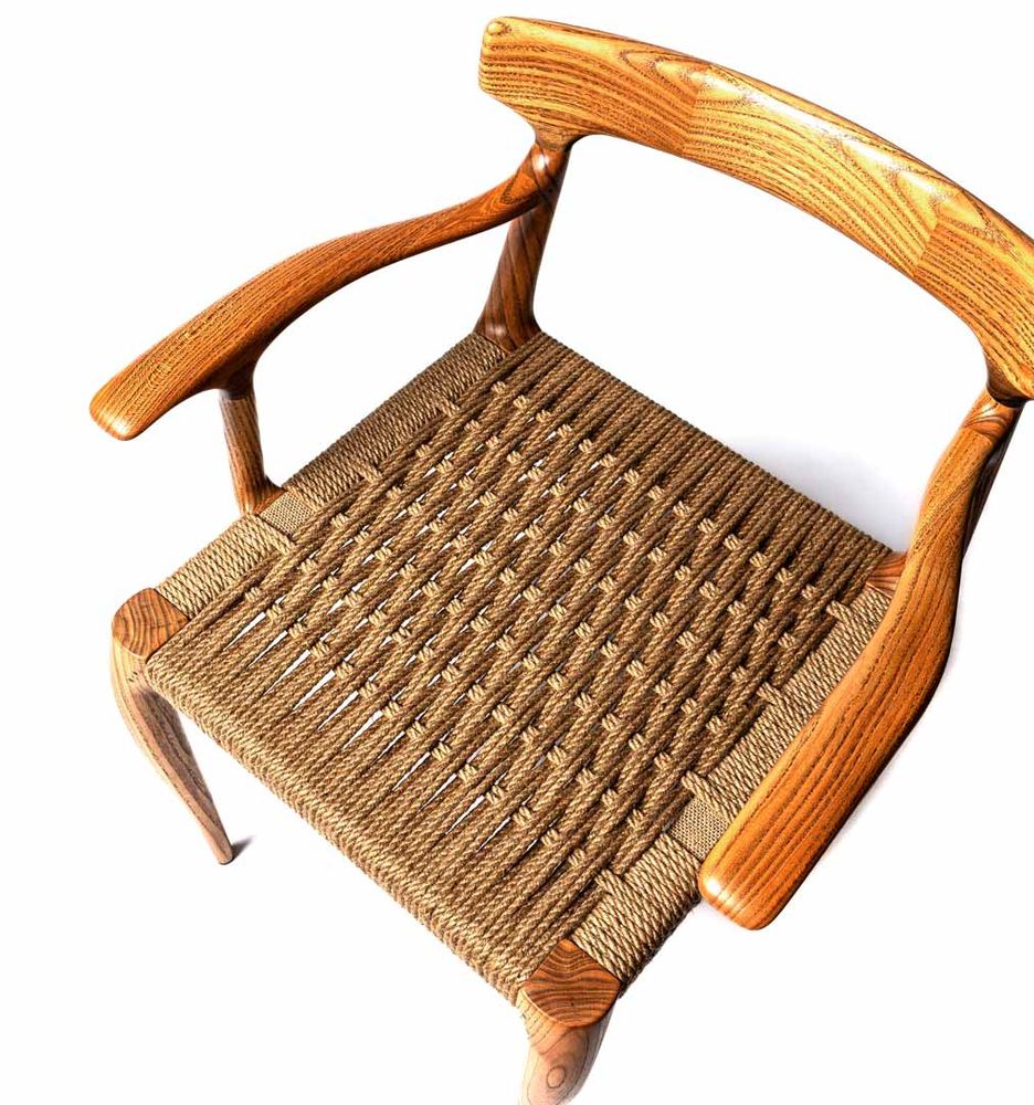 Дизайнерское кресло ручной работы с плетеным сиденьем