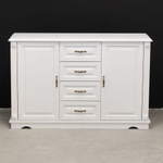 Комод белый с ящиками и дверцами Харви из массива сосны с филенкой для спальни и кухни в викторианском стиле, комод деревянный для вещей и одежды на ножках напольный