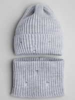 Шапка бини рваная и снуд осенняя