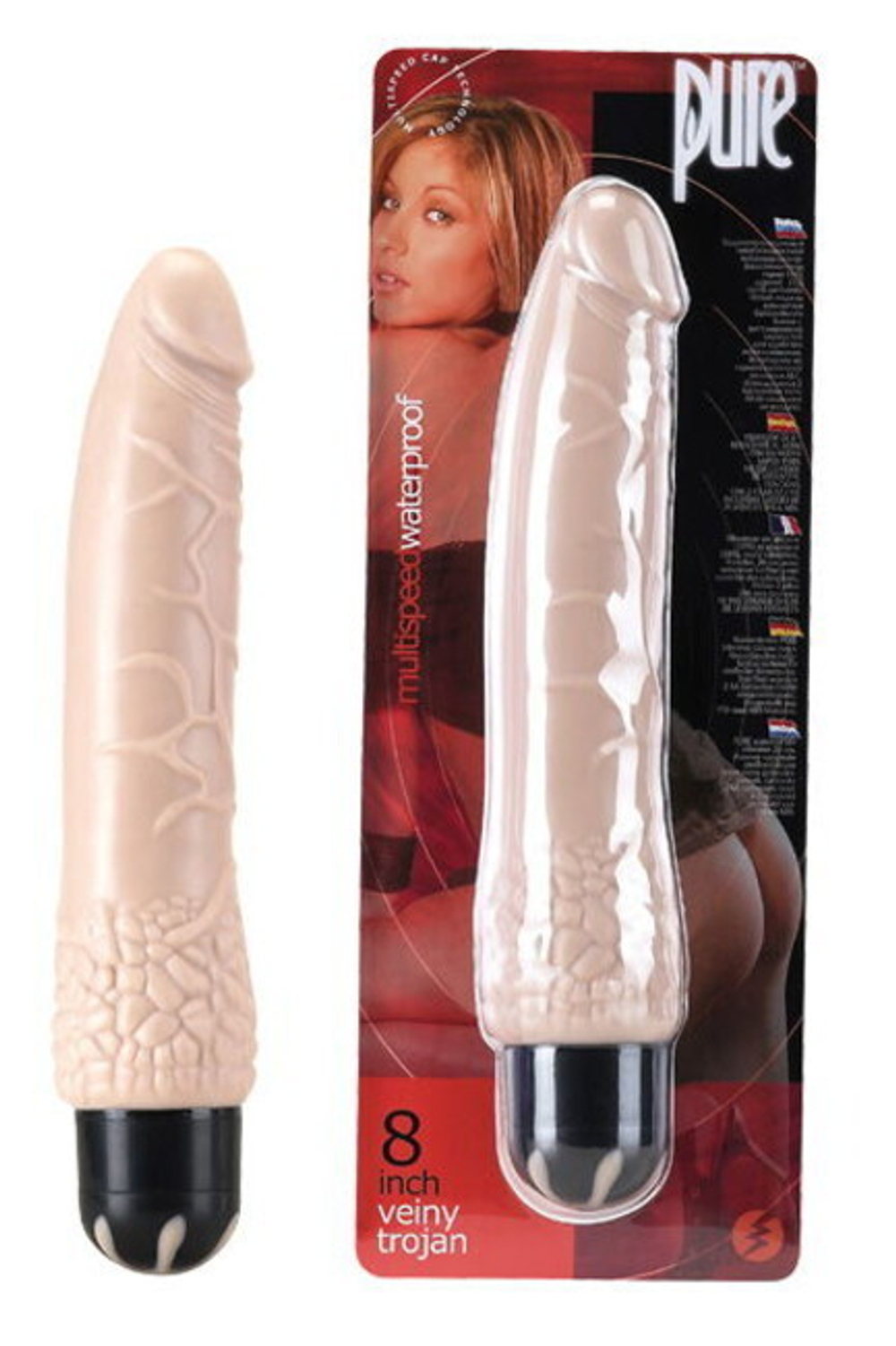 Водонепроницаемый многоскоростной вибратор Veiny Trojan (19 см, телесный) (Цвет: телесный)