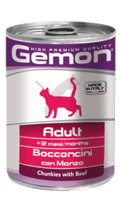 Gemon 415г Cat консервы для кошек кусочки говядины