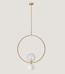 Подвесной светильник Level золотой 80 см, плафоны 1302/200/прозрачный, 1302/140/OPAL