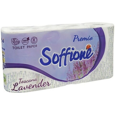 Бумага туалетная SOFFIONE Премиум Тоскана 3 сл., 8 рул., Лаванда