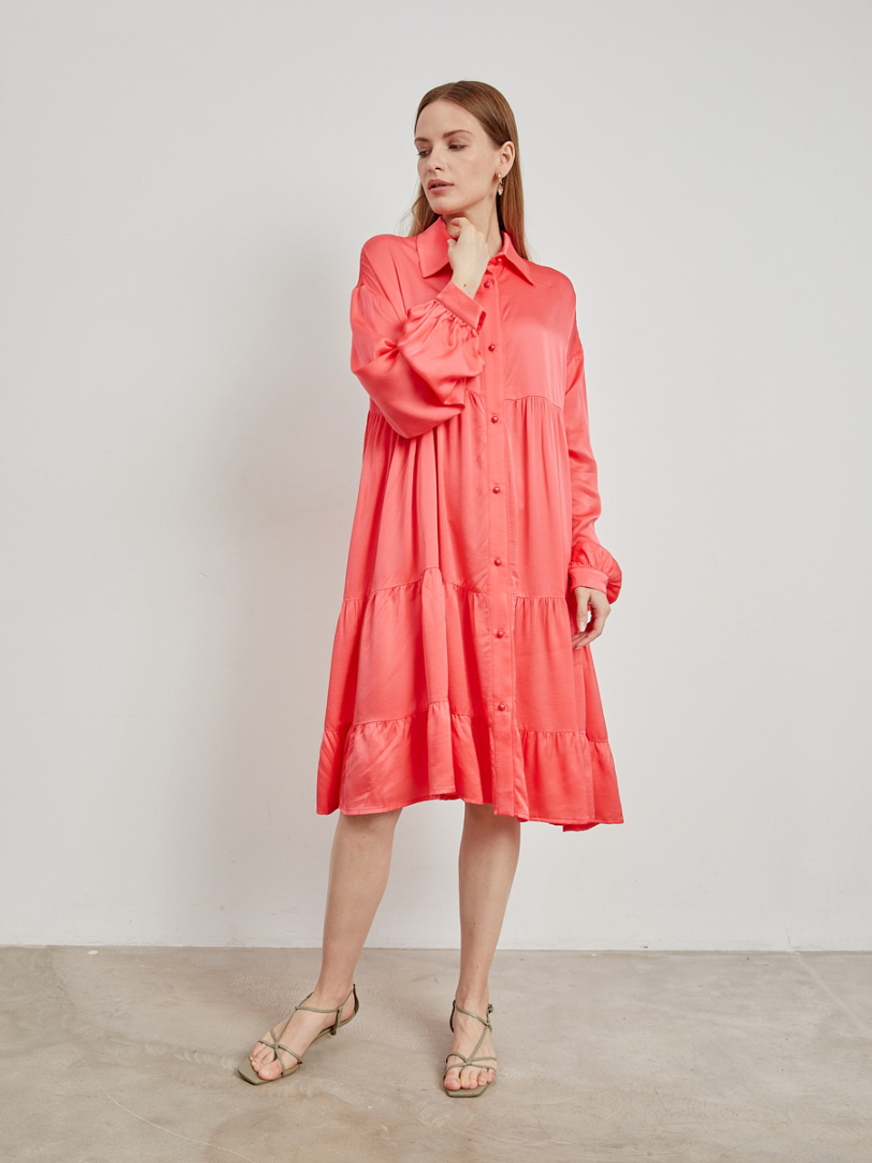 Платье Pearl Silk Coral