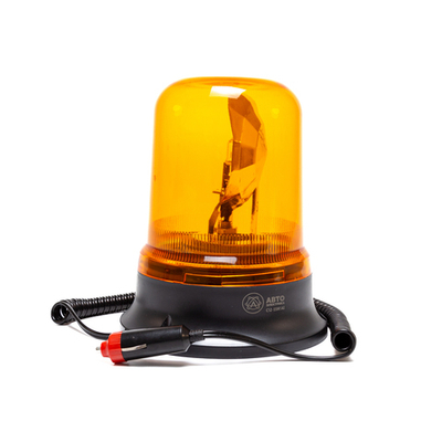 Маяк проблесковый 12 В (лампа H1 12-55), желтый, крепление на магните, соединение в прикуриватель, H=192мм D=155мм