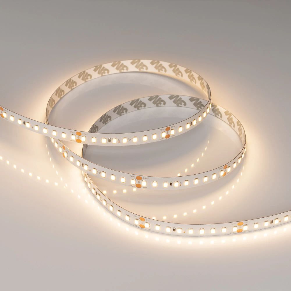 Светодиодная лента RT-A144-10mm 24V Warm3000 (7.7 W/m, IP20, 2835, 5m) (Arlight, высок.эфф.200 лм/Вт) 038782