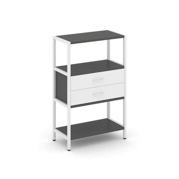 Shelf System Односекционный стеллаж трехярусный с ящиками SN.STM-312 Антрацит/Белый/Металл Белый 810