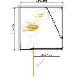 Душевой уголок Cezares Slider 80x80 SLIDER-AH-1-80-70/80-GRIGIO-NERO профиль Черный матовый стекло серое