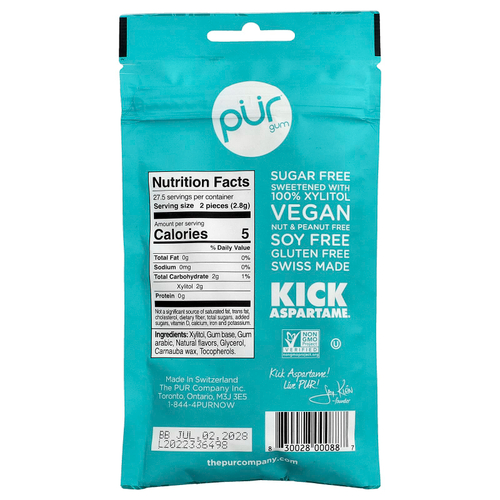 The PUR Company, Жевательная резинка, грушанка, 55 шт., 77 г (2,72 унции)