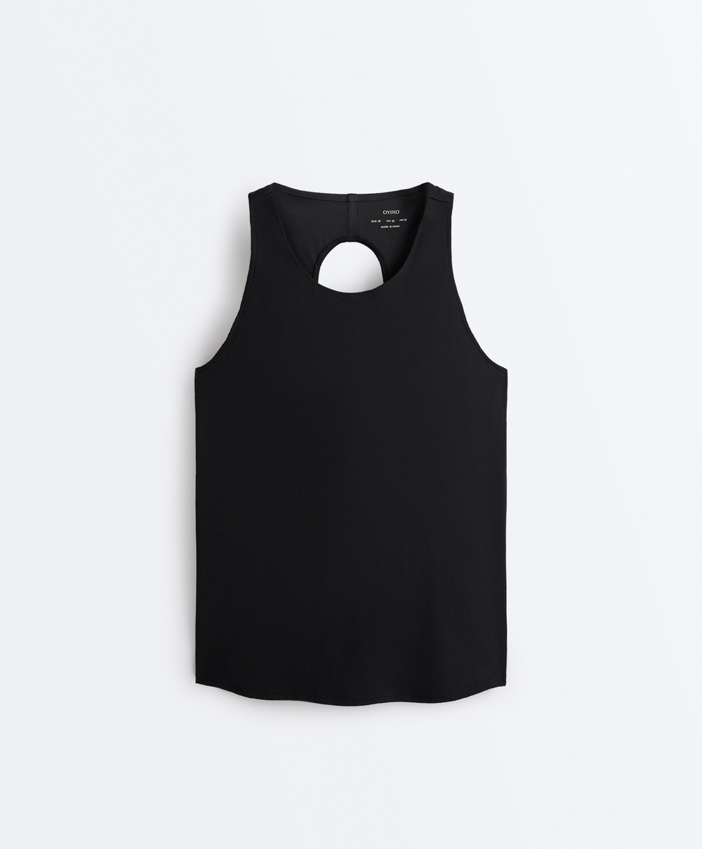 Oysho Топ Comfortlux с перекрестной спинкой, черный