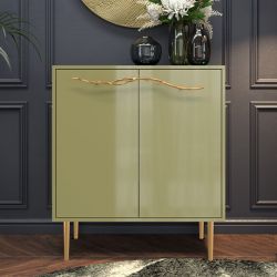 Комод Арт Колор Стайл Голд с 2 полками Зеленая олива