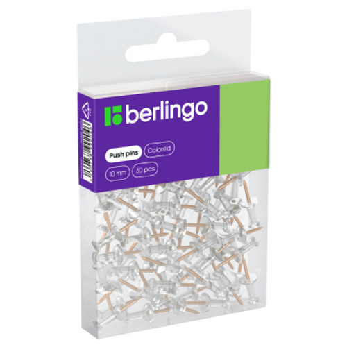 Кнопки силовые Berlingo, 30шт., цветные, ПВХ упак., европодвес, розовое золото