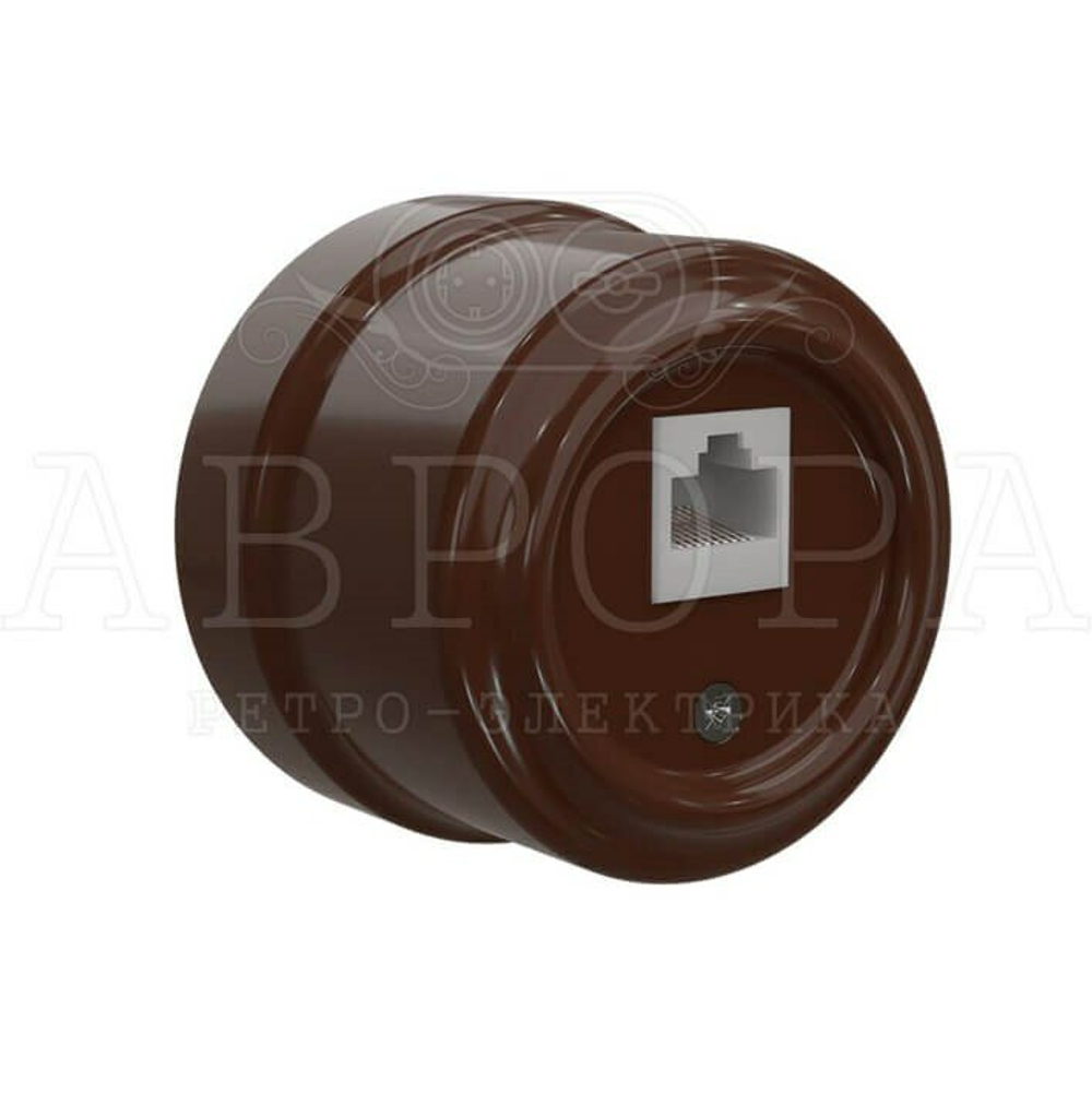 Ретро розетка для интернета RJ45, Коричневый, серия Аврора Мезонин GE70342-04 / Интернет