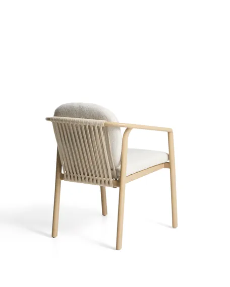 Уличный стул Sirte из алюминия с отделкой под дерево и веревкой цвета экрю