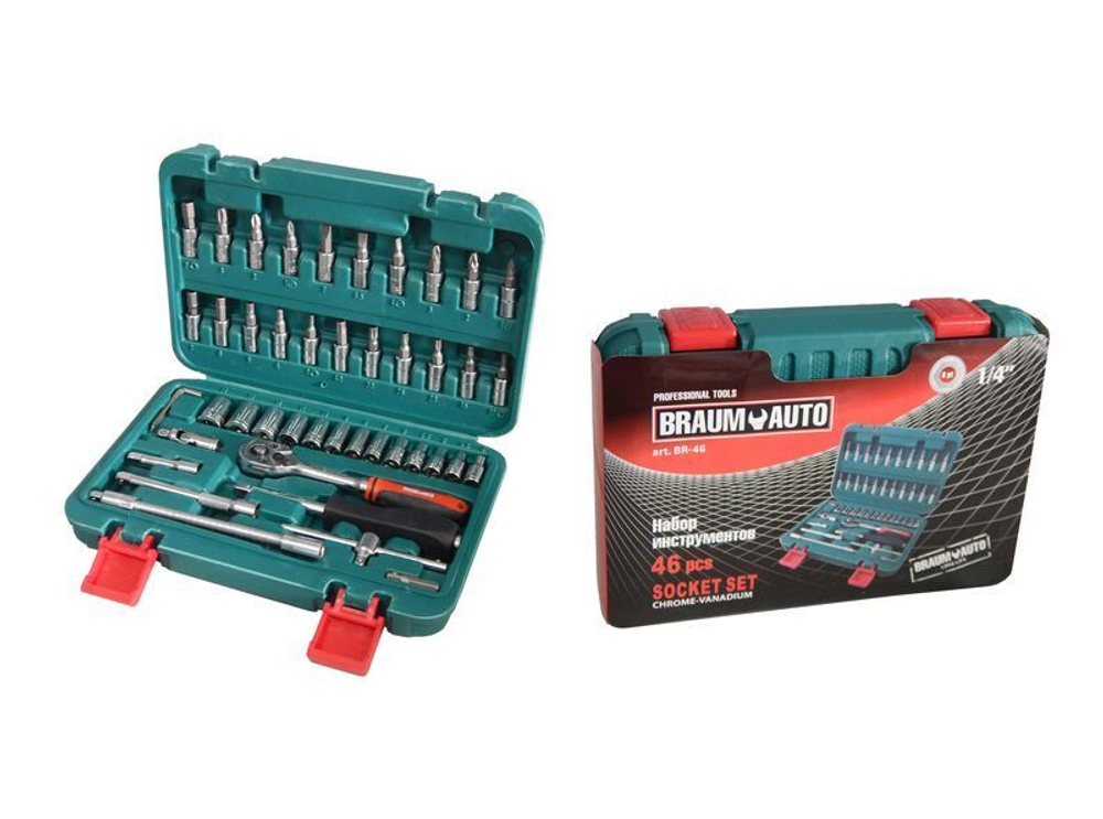 Набор инструментов 46пр.1/4''(6гр.) BRAUMAUTO BR-46