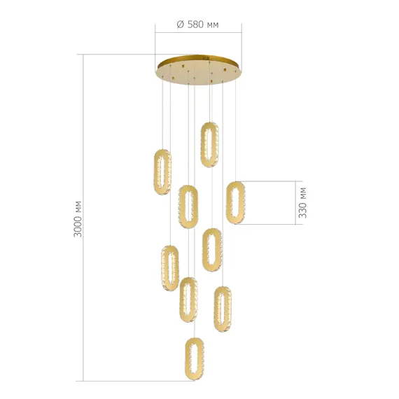 SL6506.203.09 Светильник подвесной ST-Luce Золотистый/Золотистый, Прозрачный LED 9*9W 3000K ALLUNGO